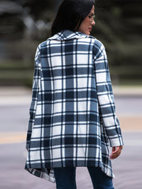 Thumbnail for Plaid Shawl Collar Jacket with Pockets - t - 3 colors -