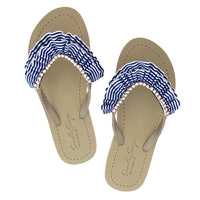 Thumbnail for SAND BY SAYA N.Y. - Rockaway Stripe Ruffle - Embellished Flat Flip Flops Sandal - 5 COLORS -