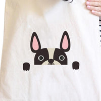 Thumbnail for French Bulldog Peek a Boo Natural Canvas Bag Gifts for Dog Owners -