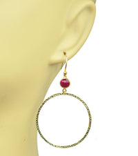 Thumbnail for Gena Myint - Ruby Bezel Circle Earrings -