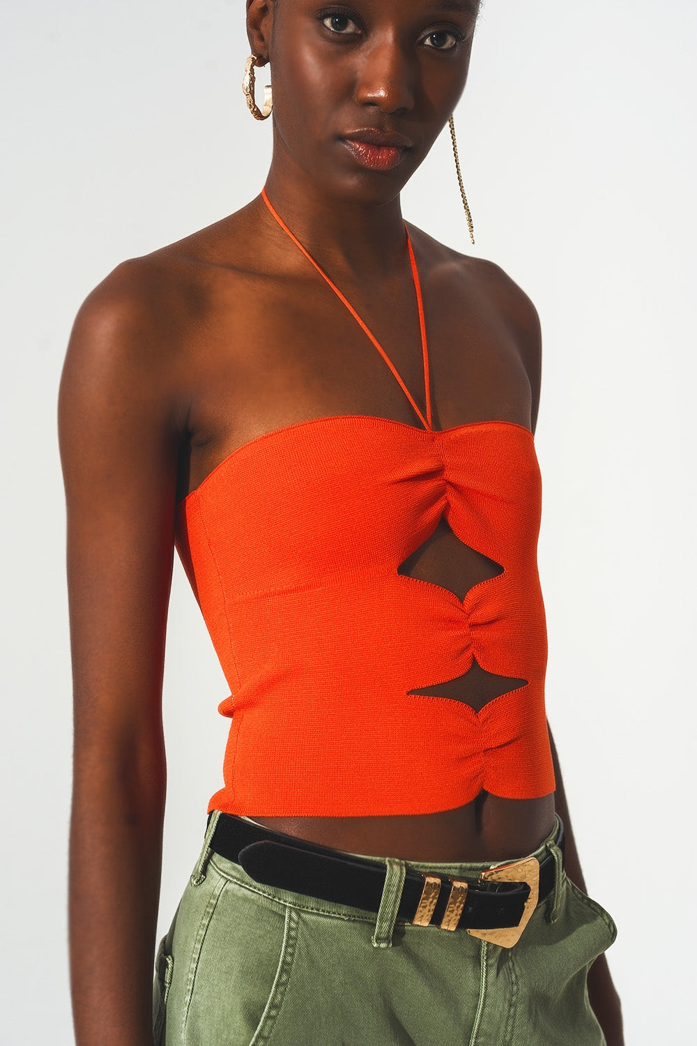 Q2 - Ruched Top in Orange - 1 COLOR -