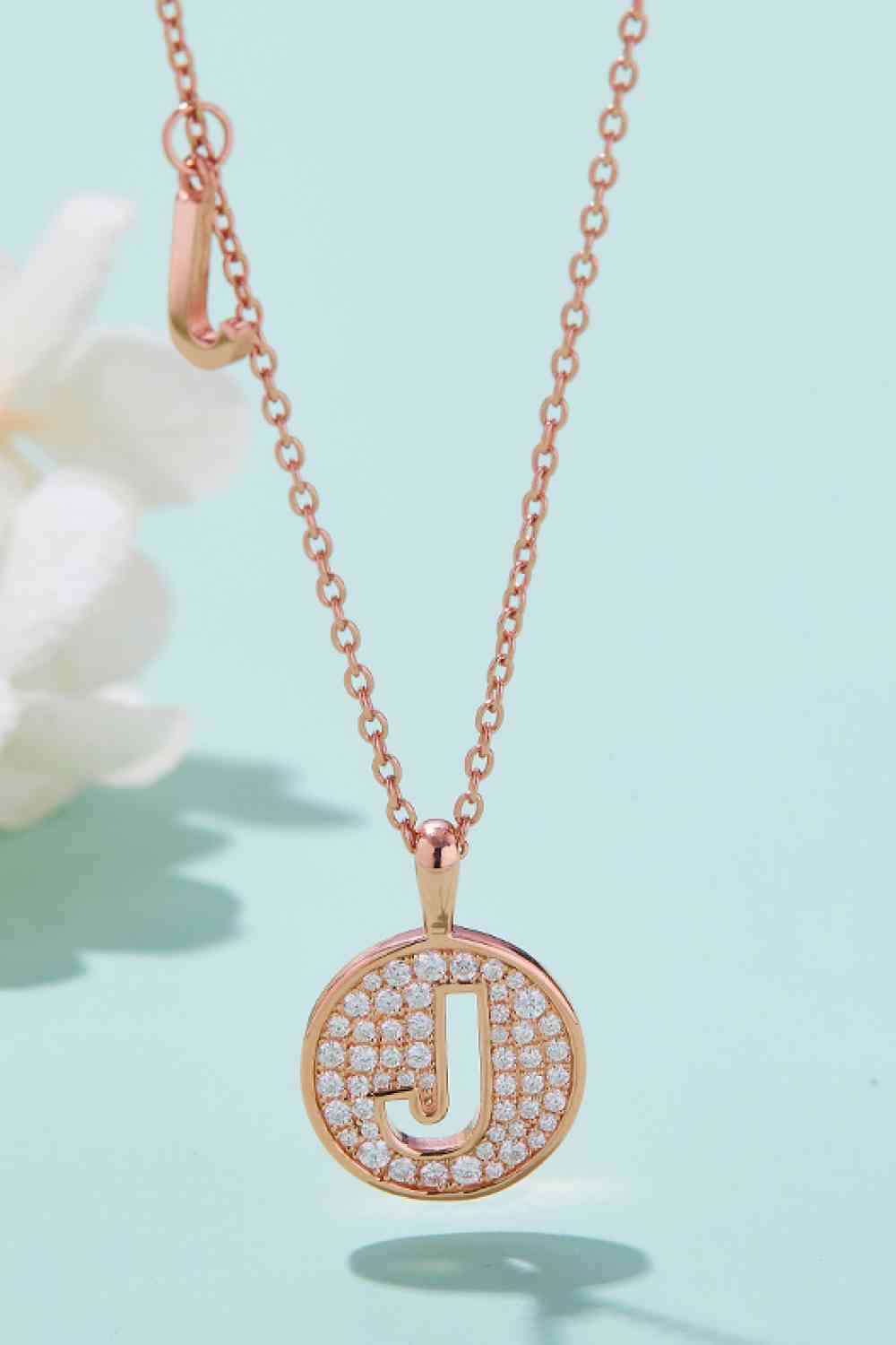 Moissanite A to J Initial Pendant Necklace