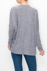 Thumbnail for Stylespect - Cutout Front Long Sleeve Top - Grey - 1 COLOR -