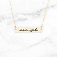 Thumbnail for Strength - Sterling Silver Quote Bar Necklace -