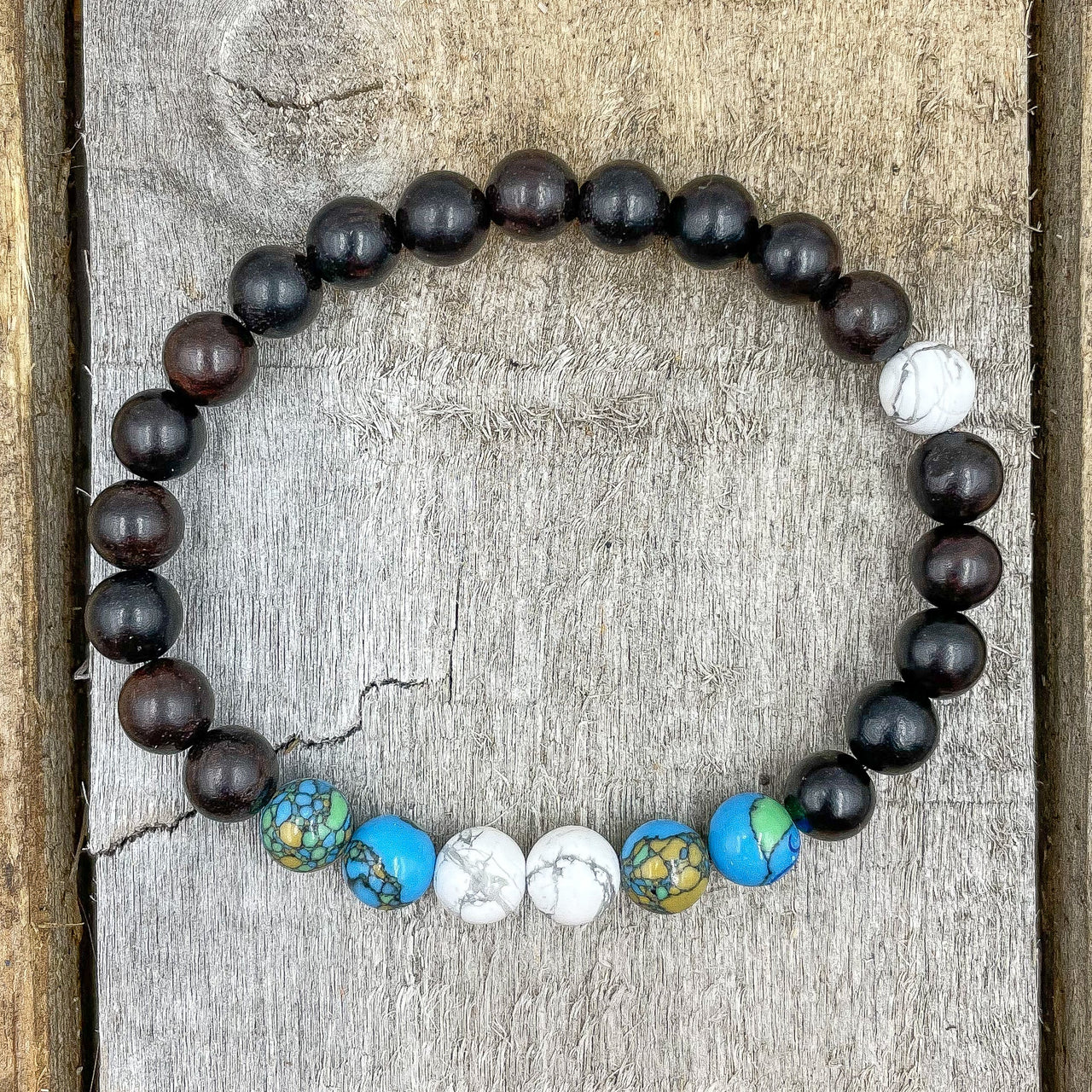 Central - White Howlite, Turquoise Howlite, & Ebony Blackwood -