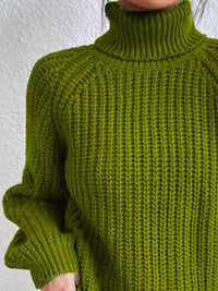 Thumbnail for Full Size Turtleneck Rib-Knit Slit Sweater - T - 12 COLORS -