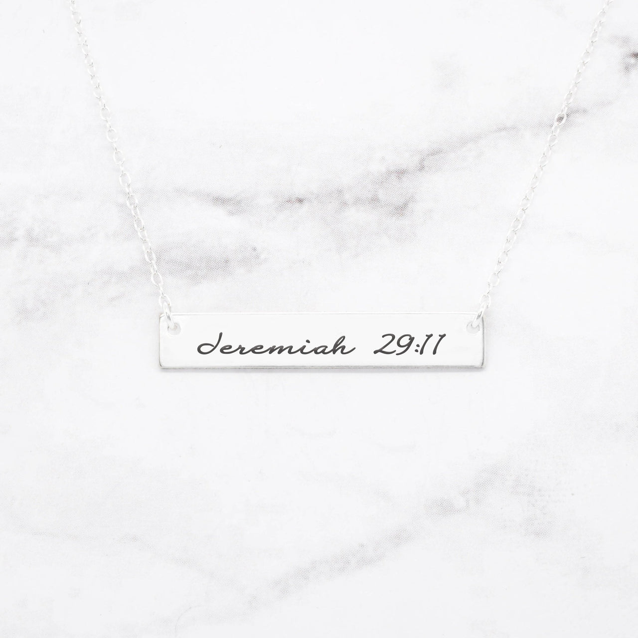 Jeremiah 29:11 Necklace - Sterling Silver Bar Necklace -