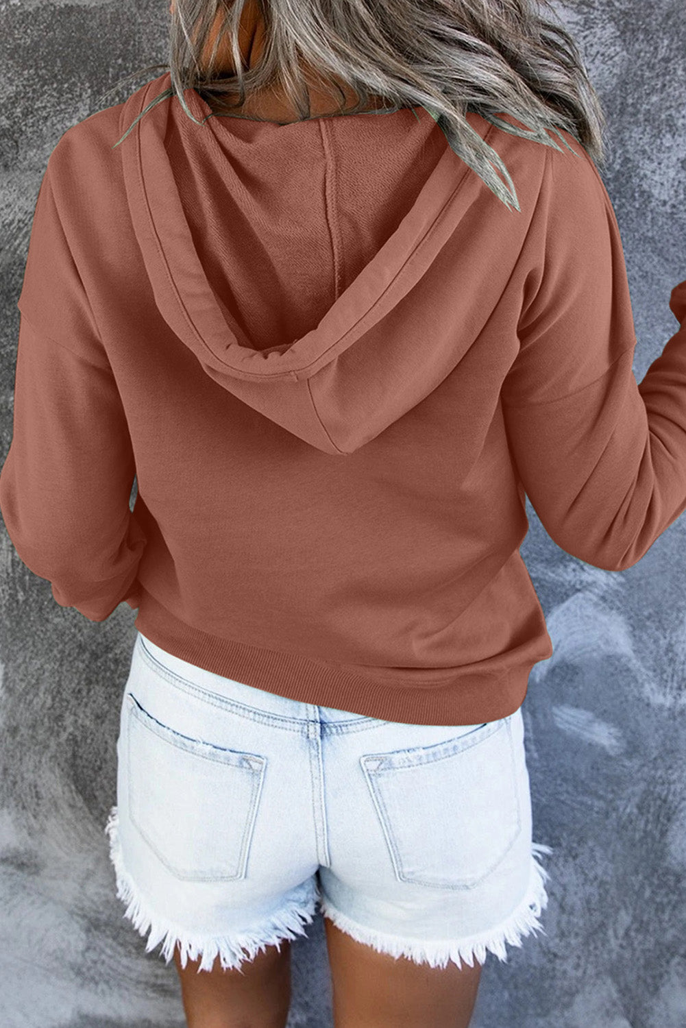 Dropped Shoulder Long Sleeve Hoodie with Pocket - T - 9 COLORS -