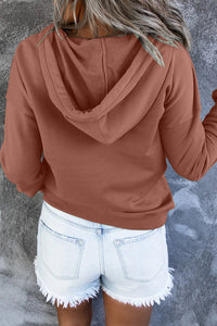 Thumbnail for Dropped Shoulder Long Sleeve Hoodie with Pocket - T - 9 COLORS -