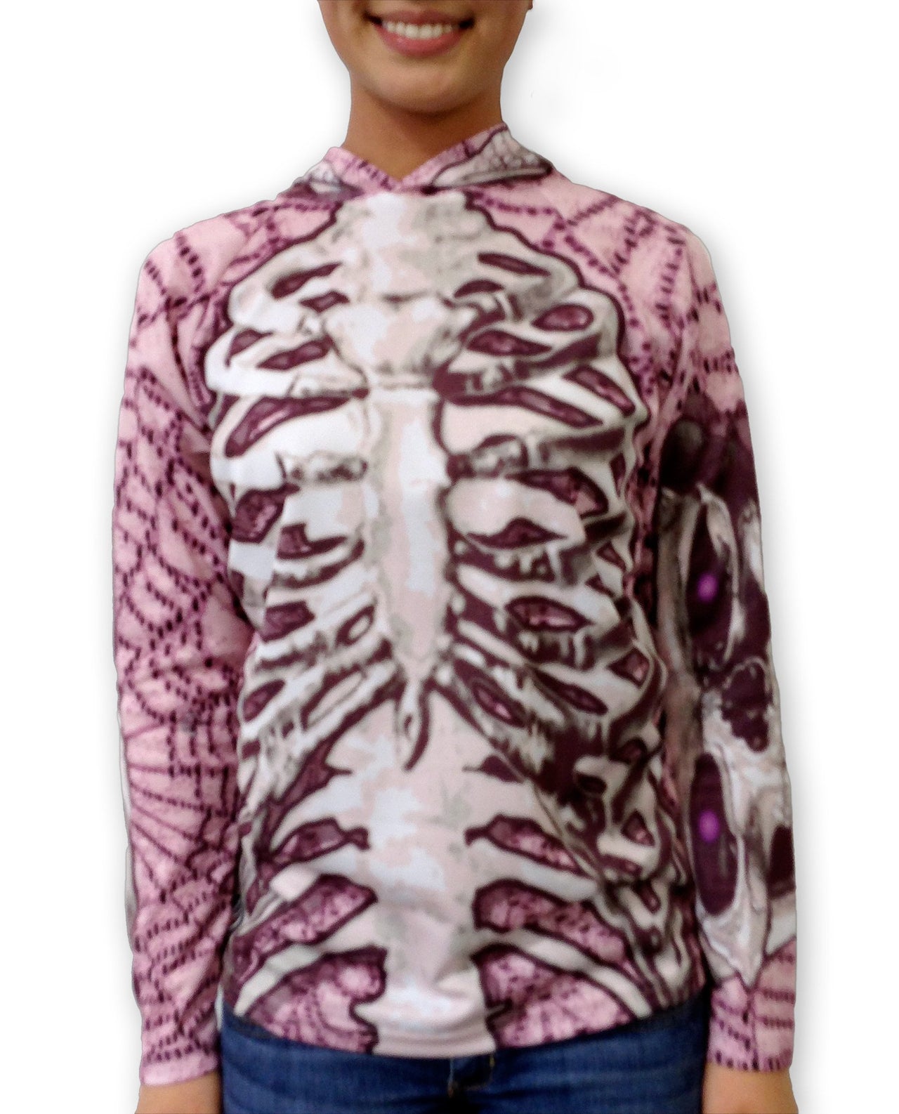 Mouthman - SKELETON in PINK - Hoodie Chomp Shirt - ADULT SIZES AVAILABLE! - 10 SIZES -