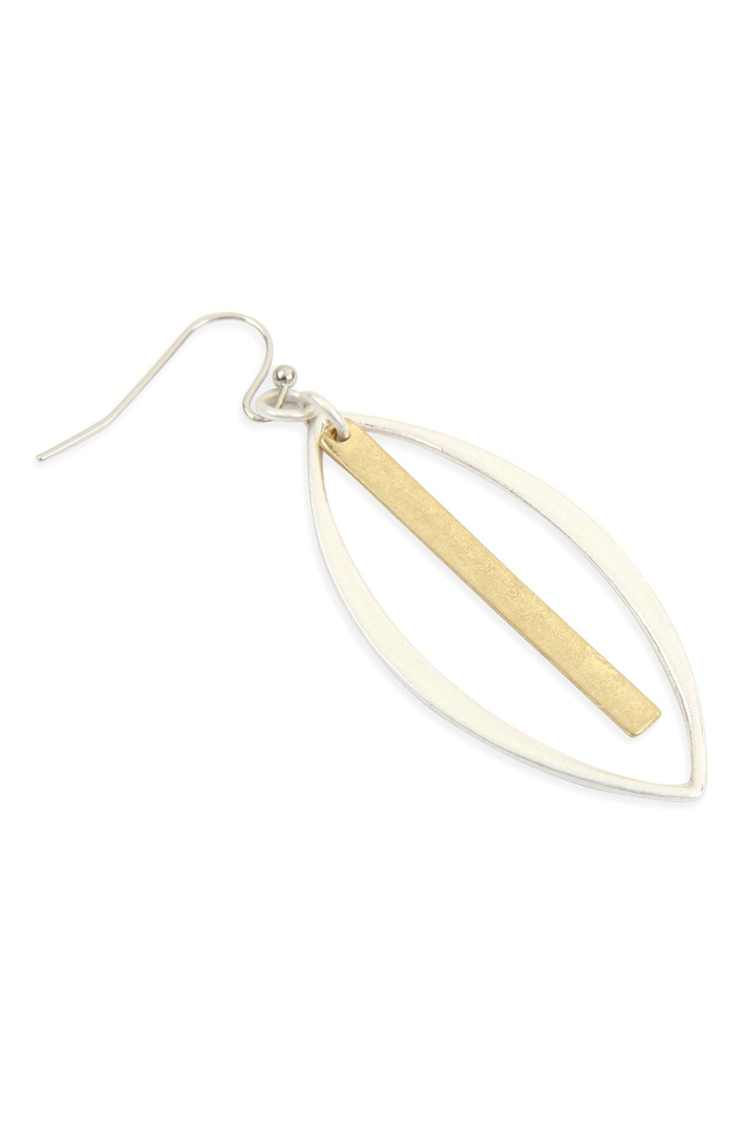 Riah Fashion - Open Marquise With Bar Drop Earrings - 2 FINISHES -