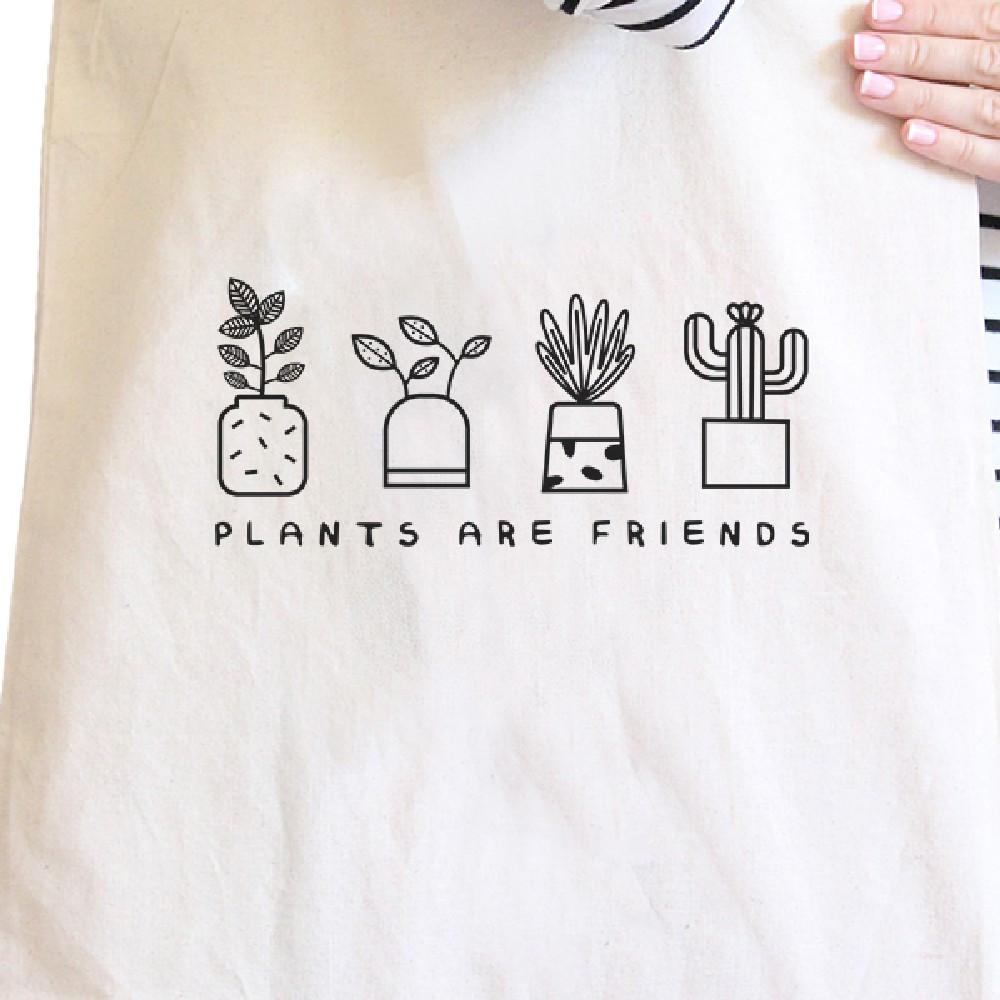 Plants Are Friends Natural Canvas Bag Unique Design Gifts for Her - 1 COLOR -