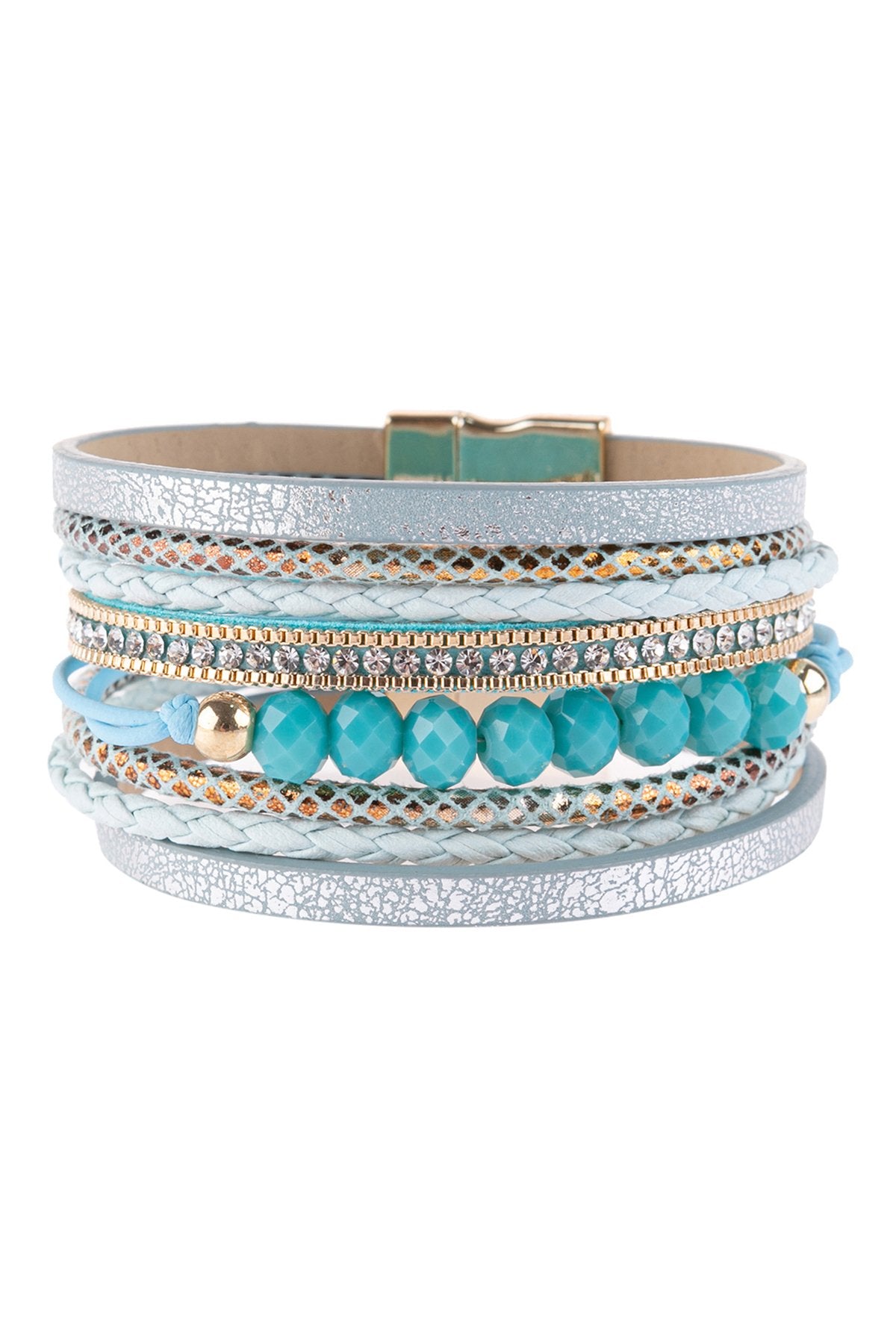 Riah Fashion - Multiline Leather Metallic Bracelet - 4 colors