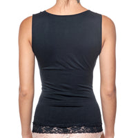 Thumbnail for Seamless Shaping Tank Top With Lace Detail Black -