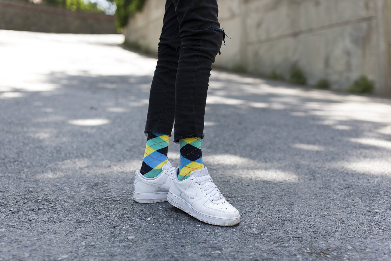 Men's Pastel Argyle Socks - 5 PAIR PACK -