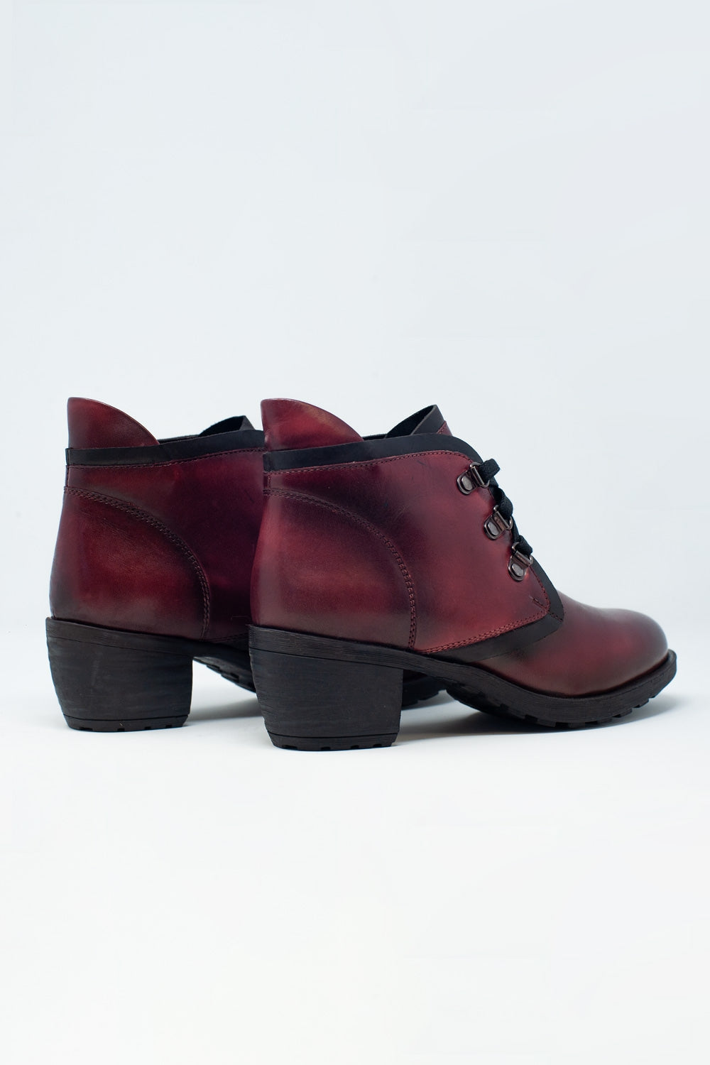 Q2 - Lace Up Boot in Maroon - 1 COLOR -