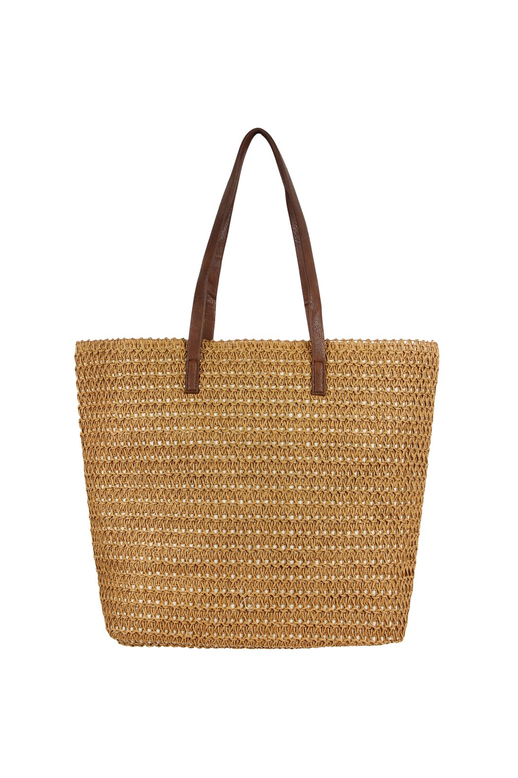 Riah Fashion - Tan Straw Tote Bag - 1 COLOR -