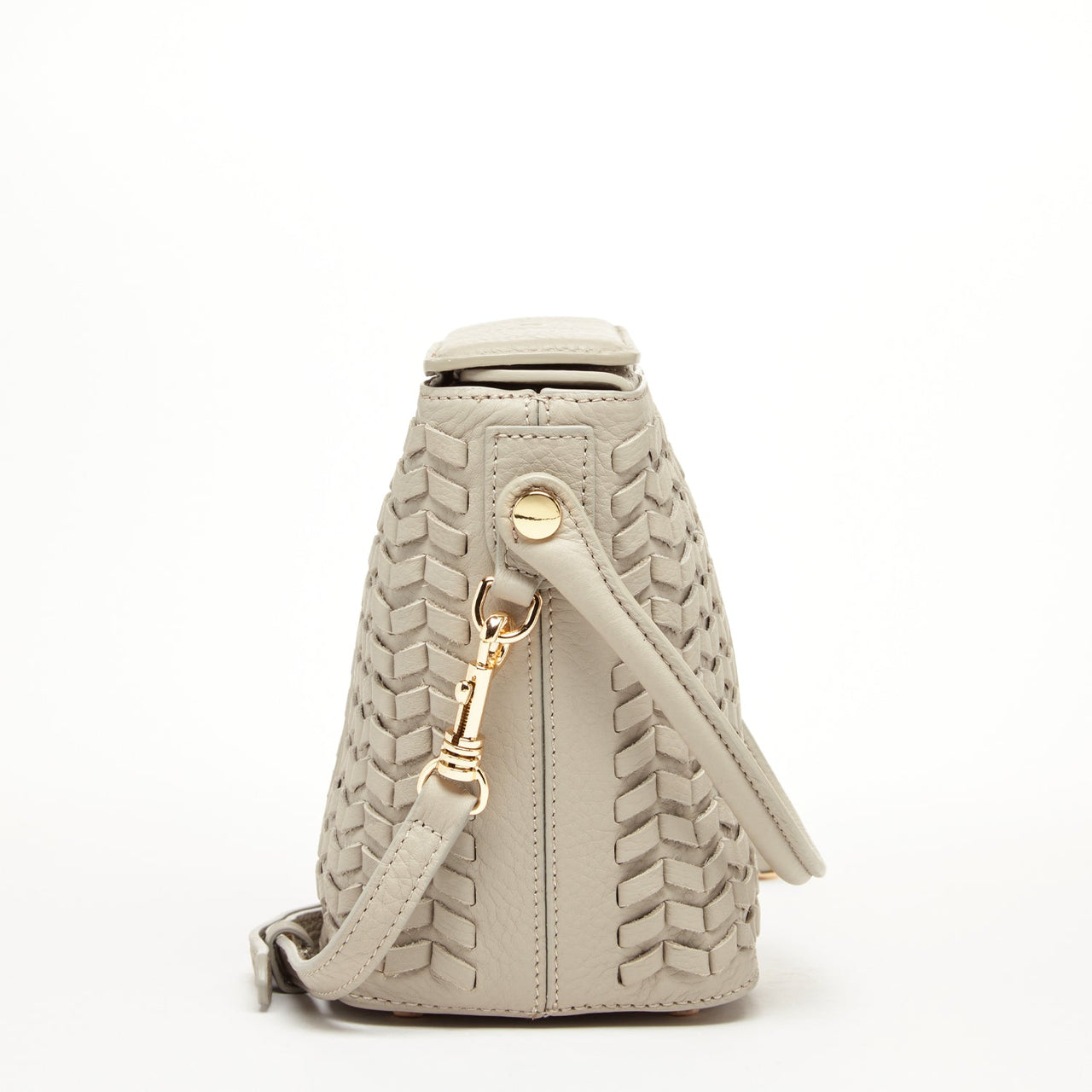 Anna Woven Leather Bag Grayish Beige -