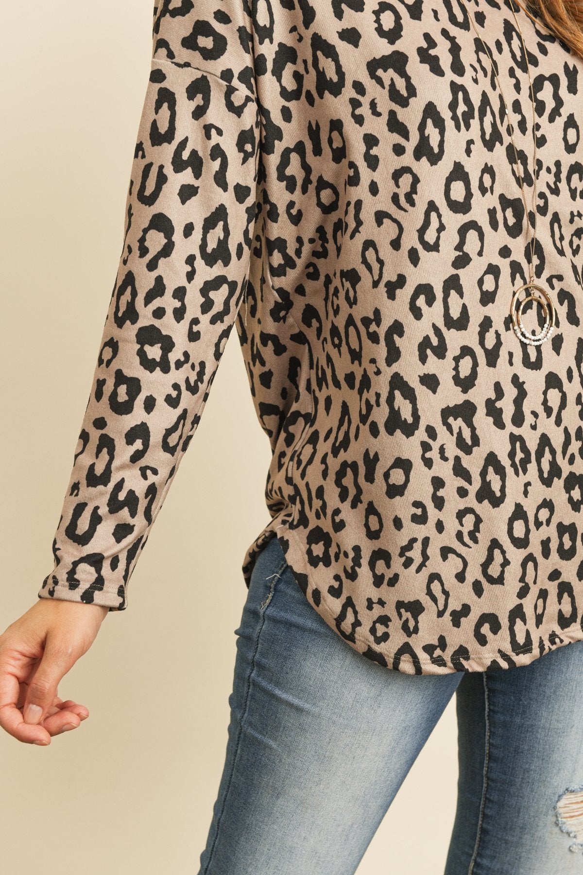 Riah Fashion - Long Sleeve Animal Print Rounded Hem Top - 2 COLORS -