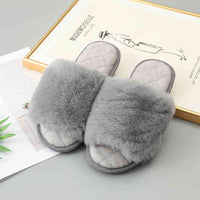 Thumbnail for Faux Fur Open Toe Slippers - T - 5 COLORS -