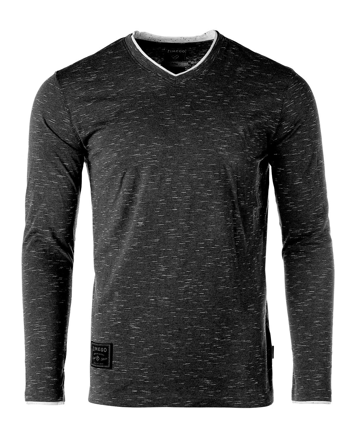 Mens Basic Fashion Layered Cuff V-Neck Slim Athletic Long Sleeve T-Shirt - 1 COLOR