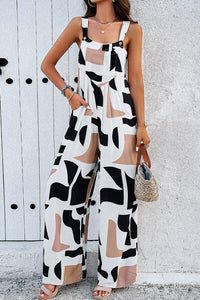 Thumbnail for Printed Wide Strap Jumpsuit with Pockets - T - 4 COLORS -