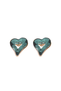 Thumbnail for Glass Open Heart Post Stud Earrings - 5 COLORS