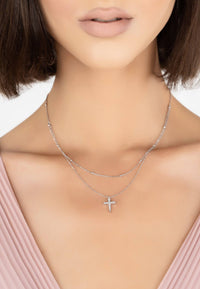 Thumbnail for LATELITA - Double Strand Cross Choker Silver -