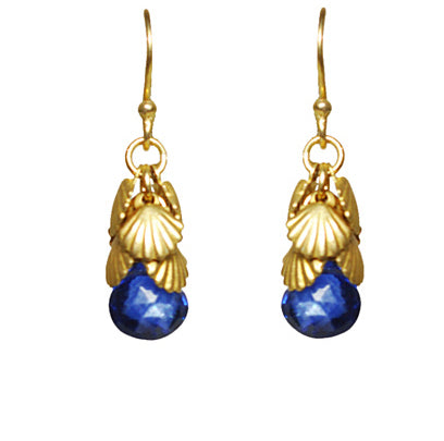 Gena Myint - Shell Cluster Blue Sapphire Earrings -