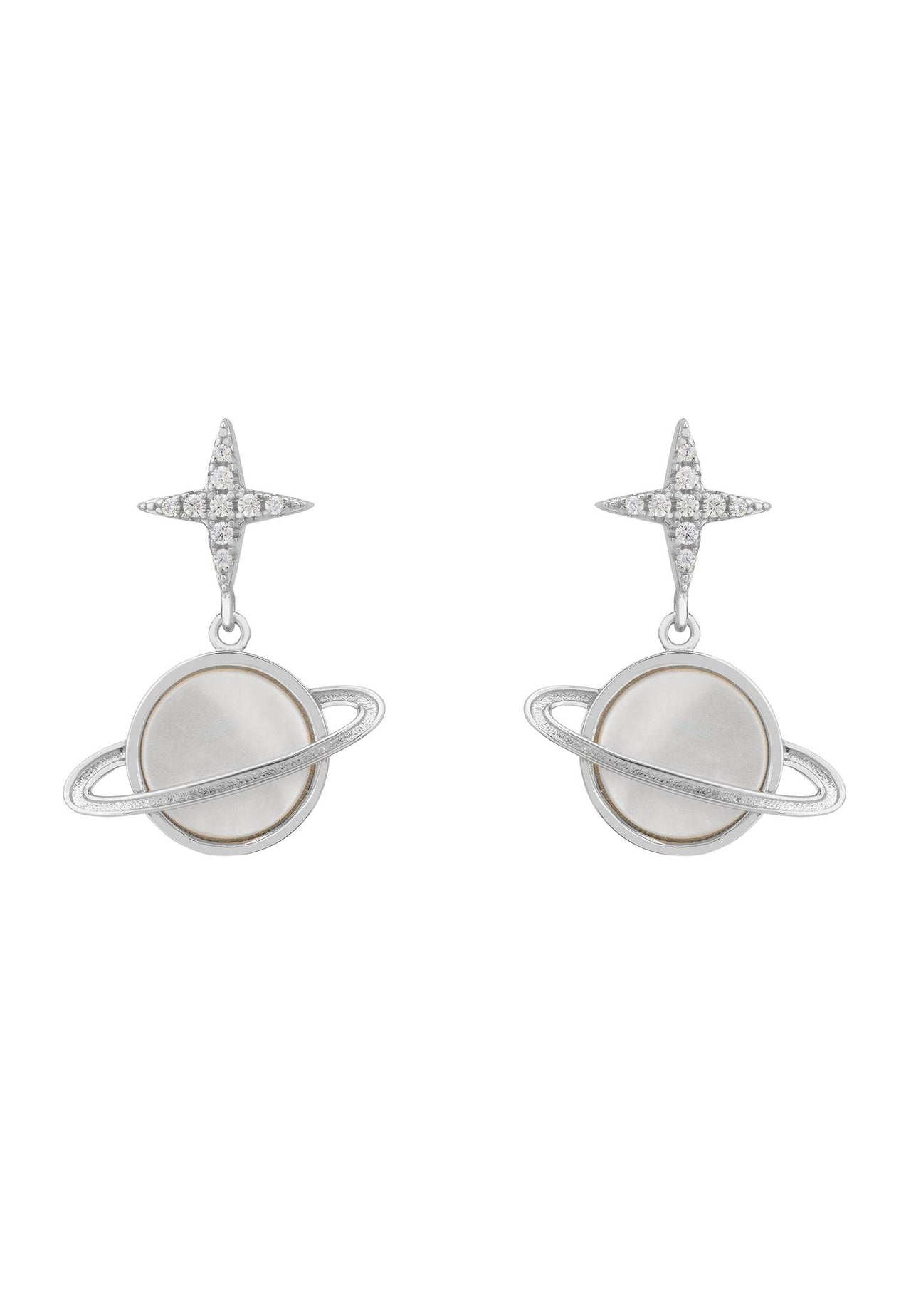 LATELITA - Galaxy Mother of Pearl Drop Earrings Silver -