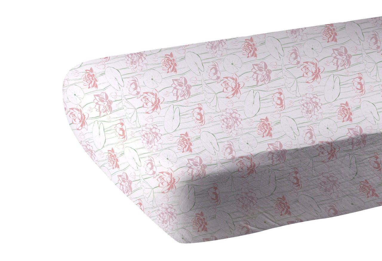 Newcastle - Water Lily Bamboo Muslin Crib Sheet -