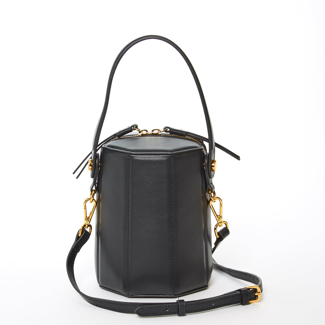 Harper Black Leather Bucket Bag -