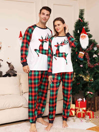 Thumbnail for WOMEN Full Size Reindeer Graphic Top and Plaid Pants Set