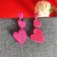 Thumbnail for Bead Stainless Steel Heart Dangle Earrings - T - 2 COLORS -