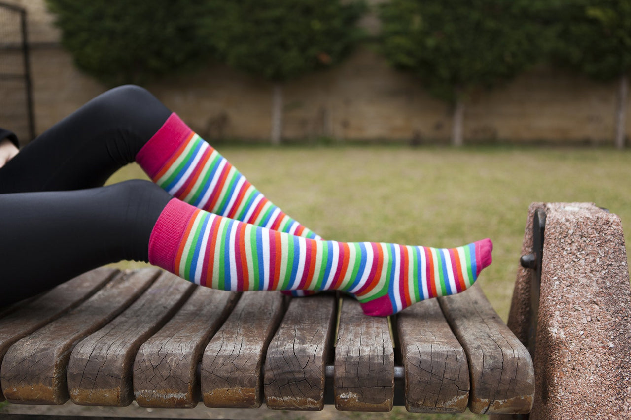 Women's Pink Blush Stripe Knee High Socks - 1 COLOR -