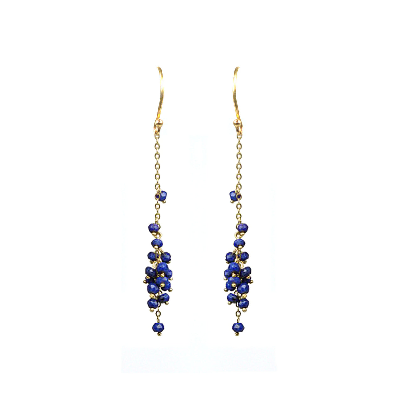 Gena Myint - Cascading Lapis Lazuli Cluster Earrings -