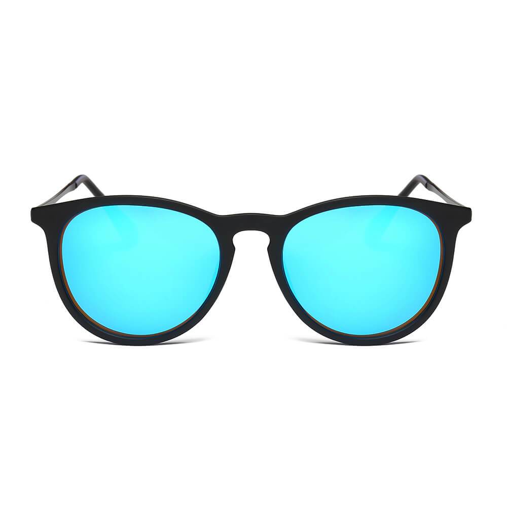 Ames | D35 - Retro Vintage Inspired Horned Keyhole Round Sunglasses - 4 COLORS -