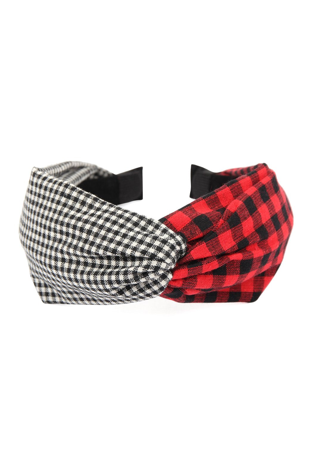 Riah Fashion - Plaid Knotted Fabric Coated Hair Band - 2 COLORS -