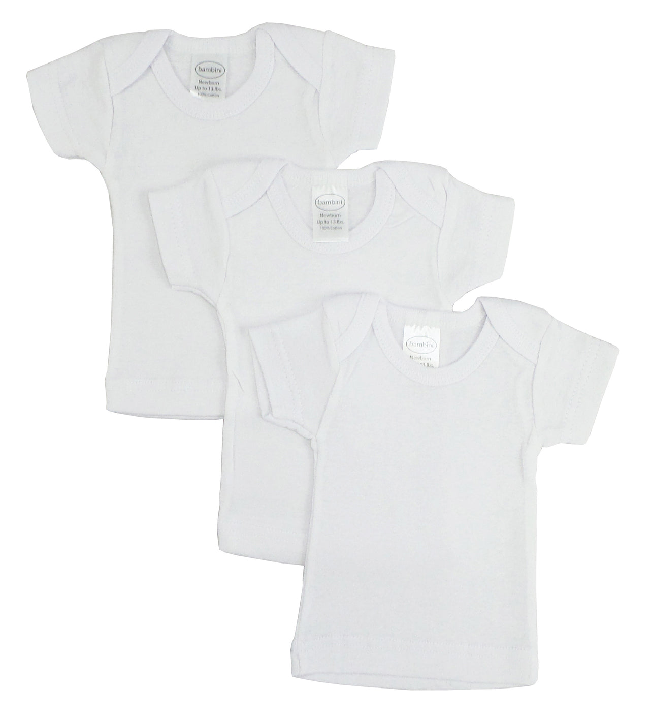 Bambini White Short Sleeve Lap Tee - 3 PACK -