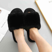 Thumbnail for Faux Fur Open Toe Slippers - T - 5 COLORS -