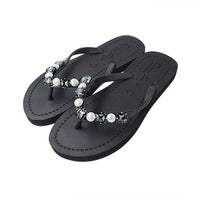 Thumbnail for SAND BY SAYA N.Y. - Beach Pearl - Crystal Rhine Stone Embellished Women's Flat Flip Flops - 4 COLORS -