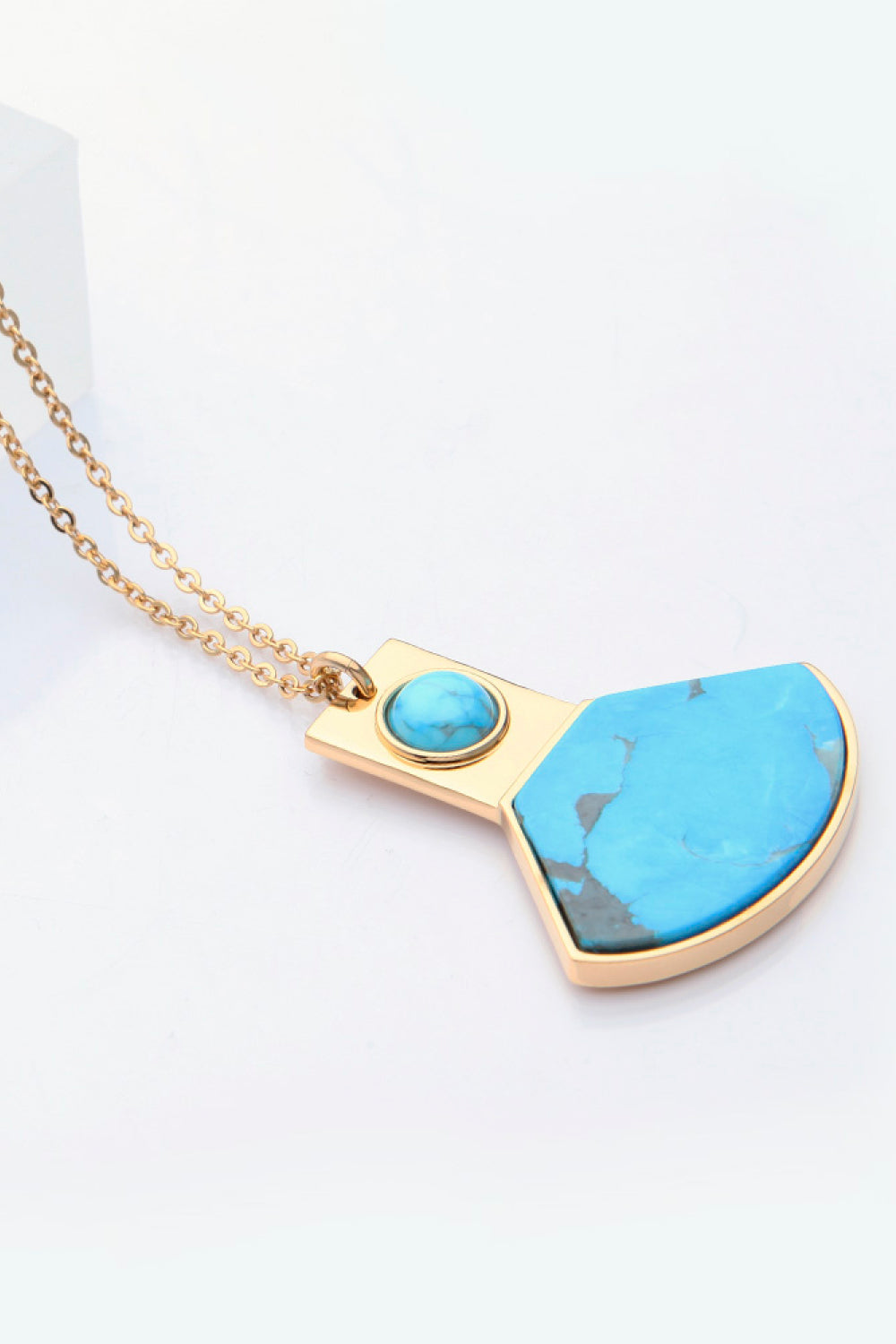 18K Gold Plated Turquoise Pendant Necklace - T -