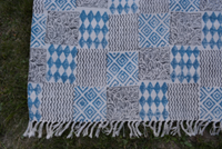 Thumbnail for OMSutra - Indigo Dyed Handwoven Block Printed Cotton Rug With Floral Design 36