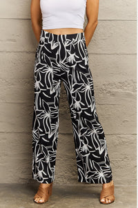 Thumbnail for Flower Print Wide Leg Long Pants - T - 1 COLOR -