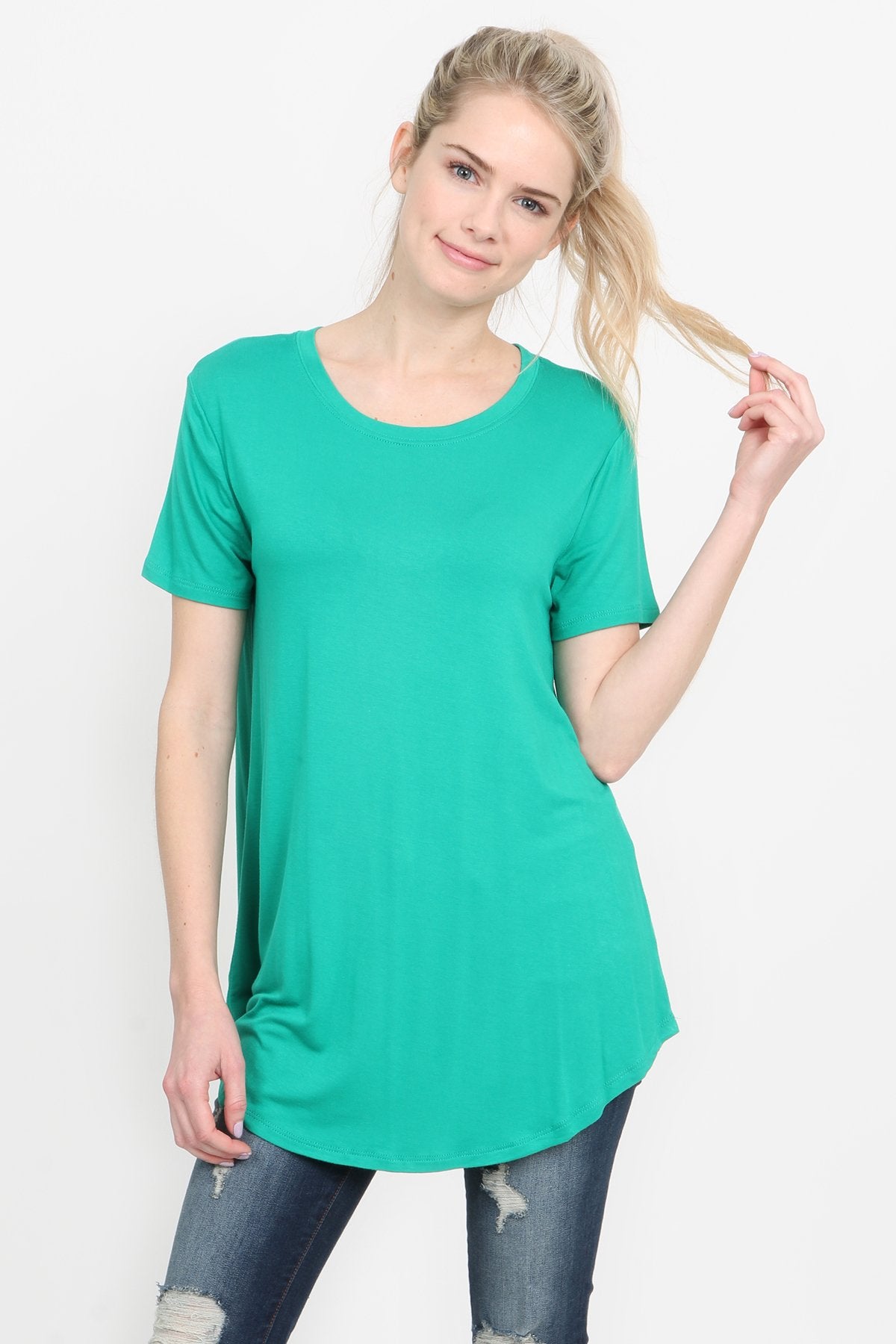 Riah Fashion - Premium Rayon Short Sleeve Top - 12 COLORS -