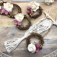 Thumbnail for Sunsum - Mini Grapevine Wreath Ornaments With Dried Flowers, 3” -