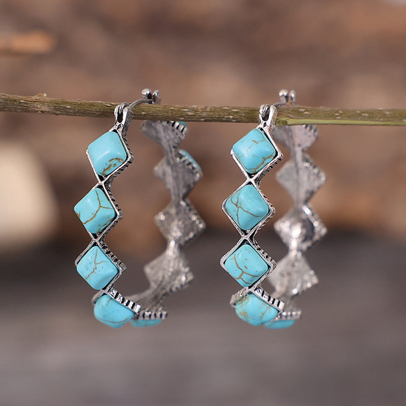 Turquoise Hoop Earrings - T -