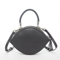 Thumbnail for Kiss Circle Shape Leather Crossbody Bag Black -