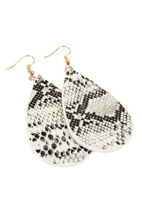 Thumbnail for Riah Fashion - Faux Snake Skin Teardrop Leather Earrings - 4 COLORS -