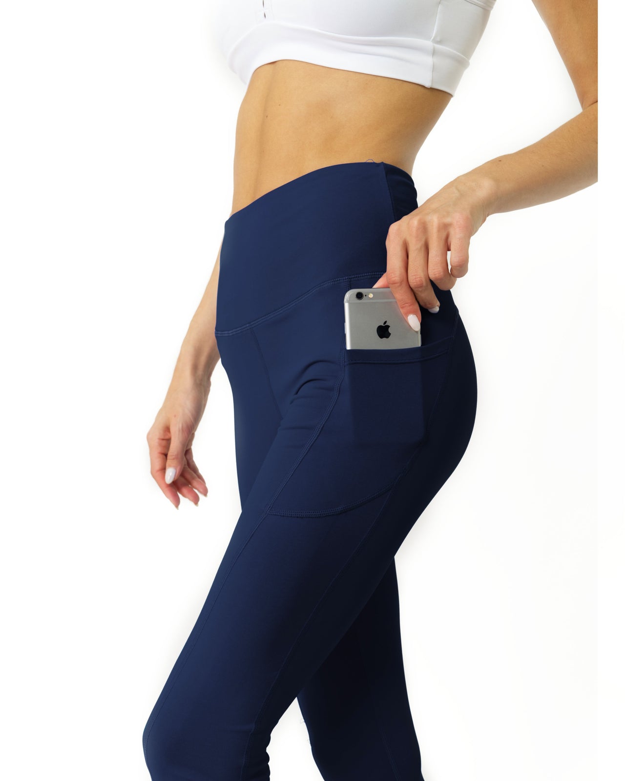 Savoy - High Waisted Yoga Leggings with pocket - Navy Blue - 1 COLOR -